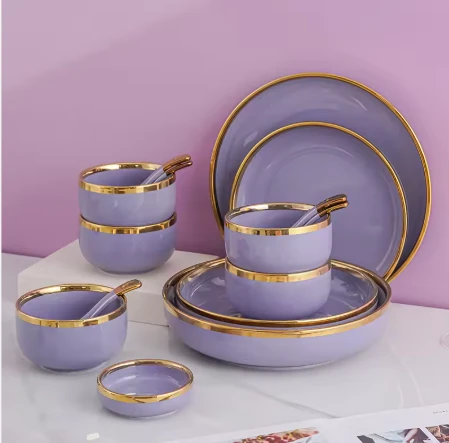 Luxury Style Gold Rim Ceramic Tableware factory